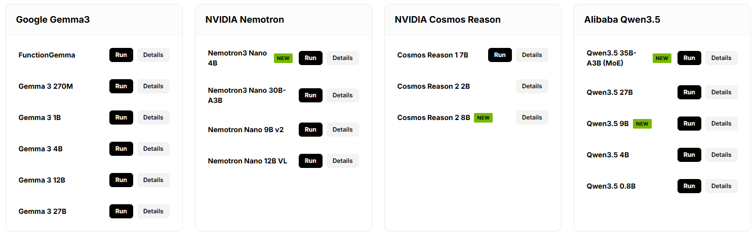 Jetson AI Lab Models page excerpt