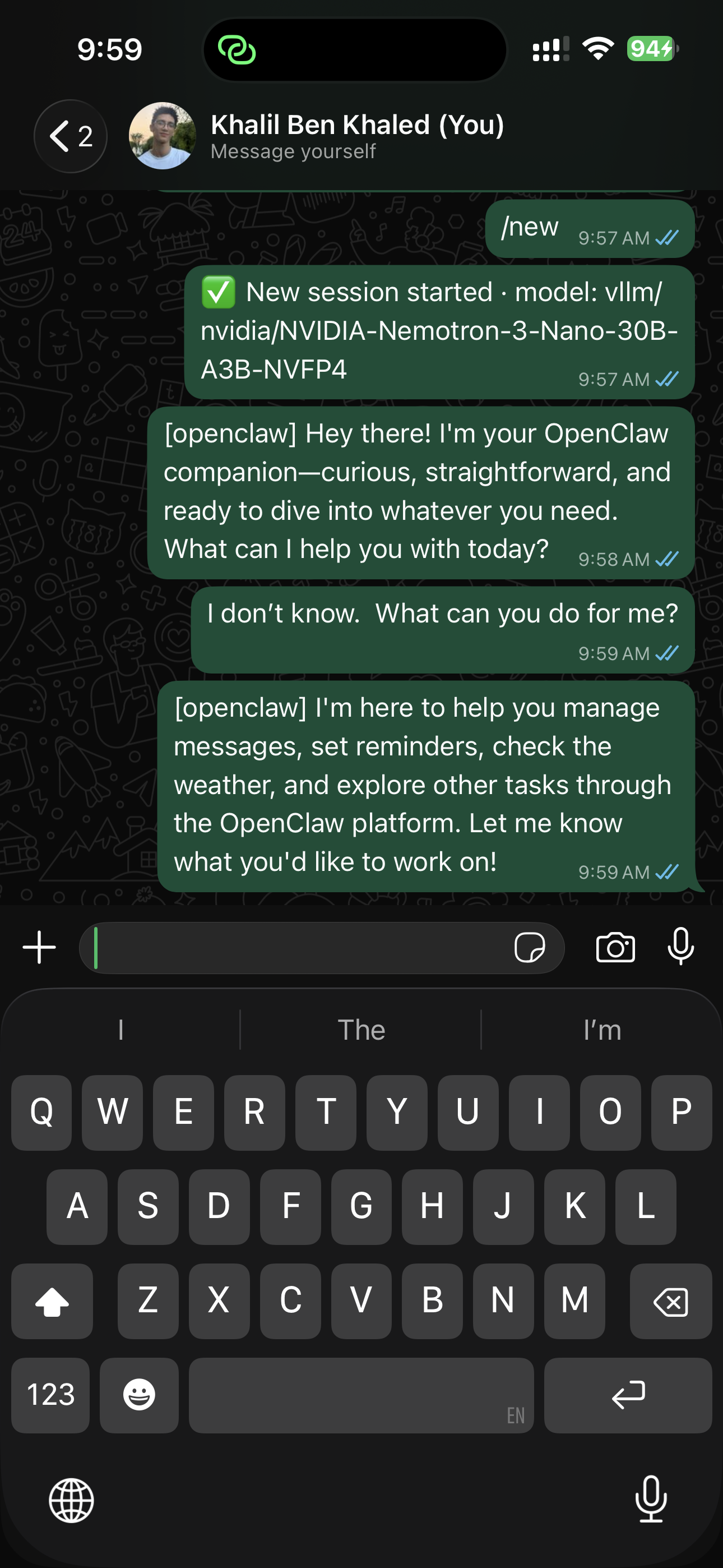 OpenClaw WhatsApp conversation example