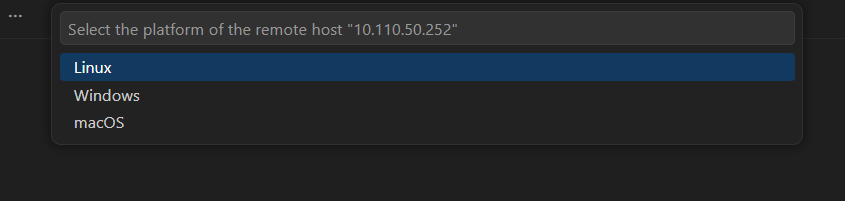 Select Linux as the remote host platform